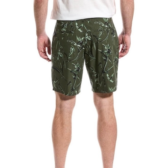RAG AND BONE Perry Shorts Mens 30 Army Floral Print Green Casual Hawaiian NEW - Picture 2 of 16